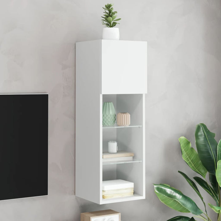 Tv-Bänk Med Led-Belysning 2 St 30,5X30X102 Cm