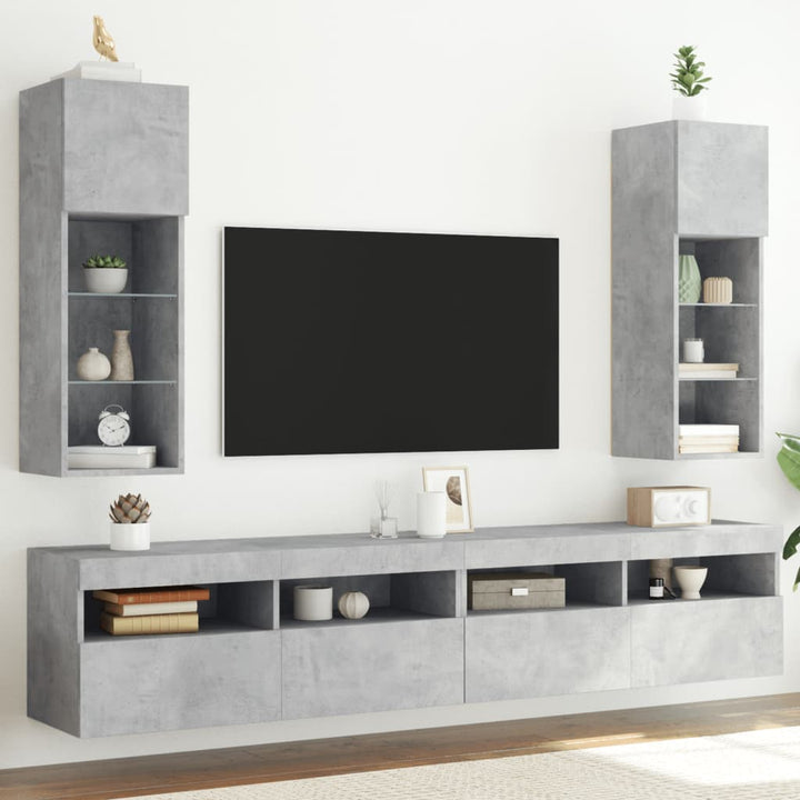 Tv-Bänk Med Led-Belysning 2 St 30,5X30X102 Cm