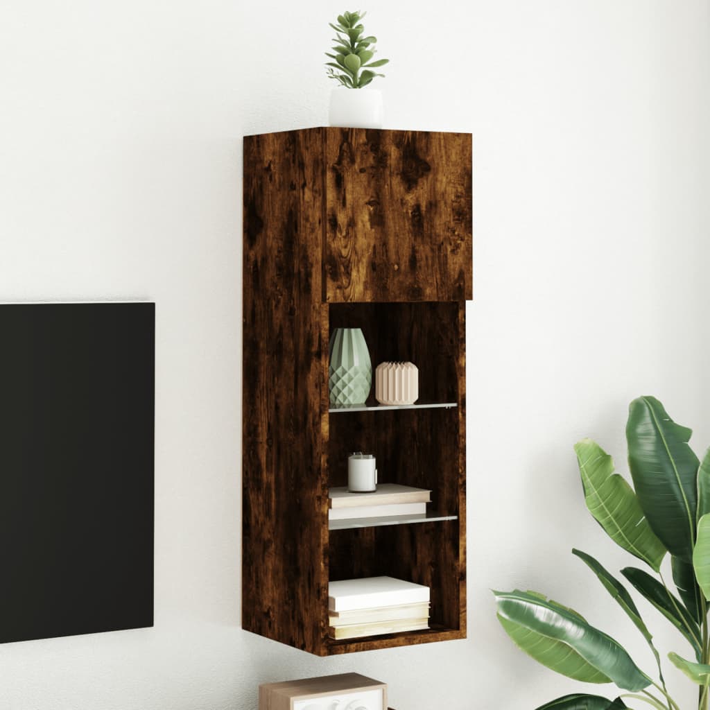 Tv-Bänk Med Led-Belysning 2 St 30,5X30X102 Cm
