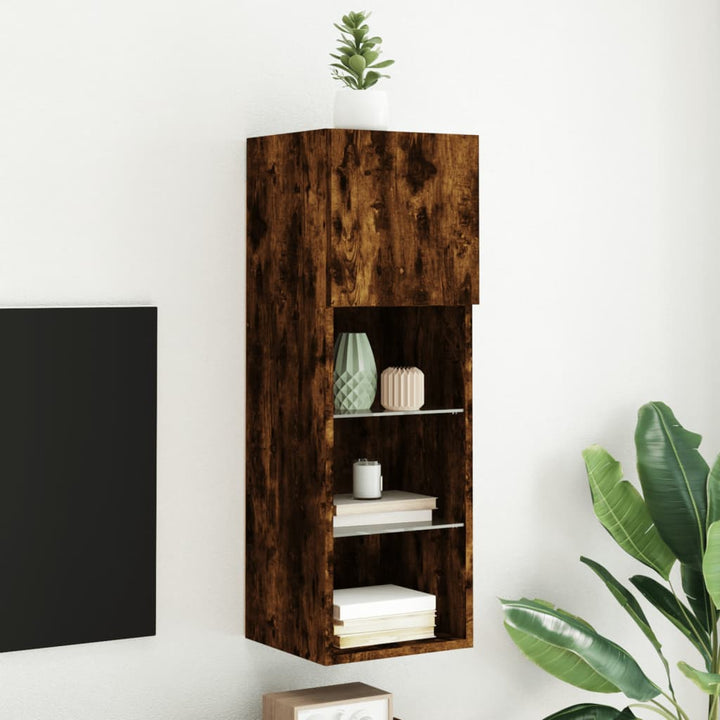 Tv-Bänk Med Led-Belysning 2 St 30,5X30X102 Cm