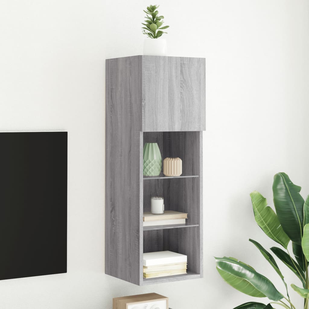 Tv-Bänk Med Led-Belysning 2 St 30,5X30X102 Cm