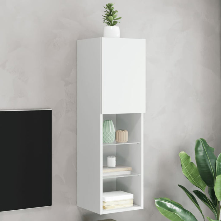 Tv-Bänk Med Led-Belysning 2 St 30,5X30X102 Cm