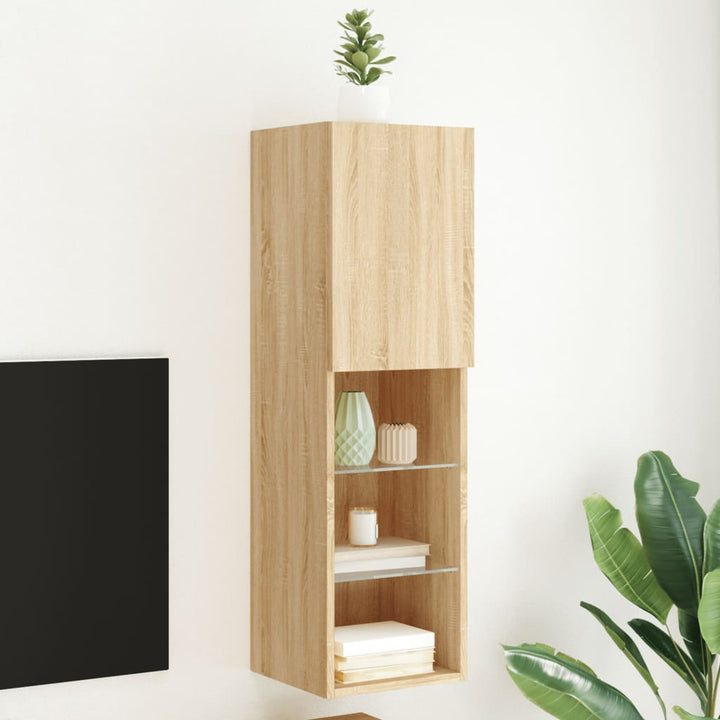 Tv-Bänk Med Led-Belysning 2 St 30,5X30X102 Cm