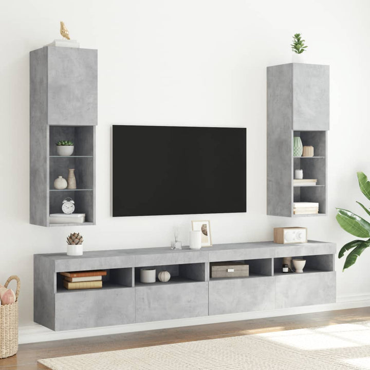 Tv-Bänk Med Led-Belysning 2 St 30,5X30X102 Cm