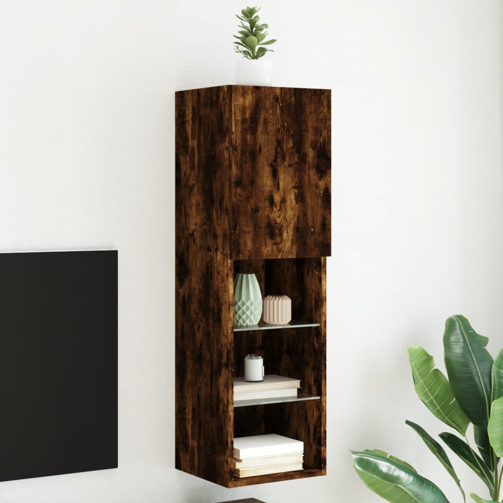 Tv-Bänk Med Led-Belysning 2 St 30,5X30X102 Cm