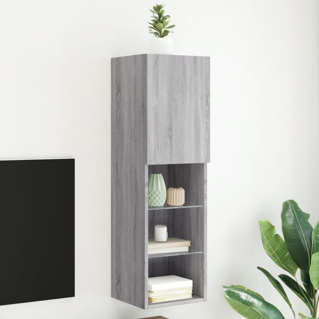 Tv-Bänk Med Led-Belysning 2 St 30,5X30X102 Cm
