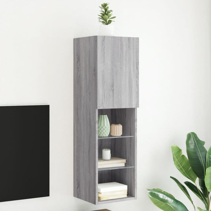 Tv-Bänk Med Led-Belysning 2 St 30,5X30X102 Cm