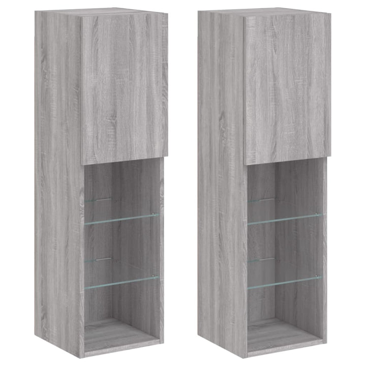 Tv-Bänk Med Led-Belysning 2 St 30,5X30X102 Cm