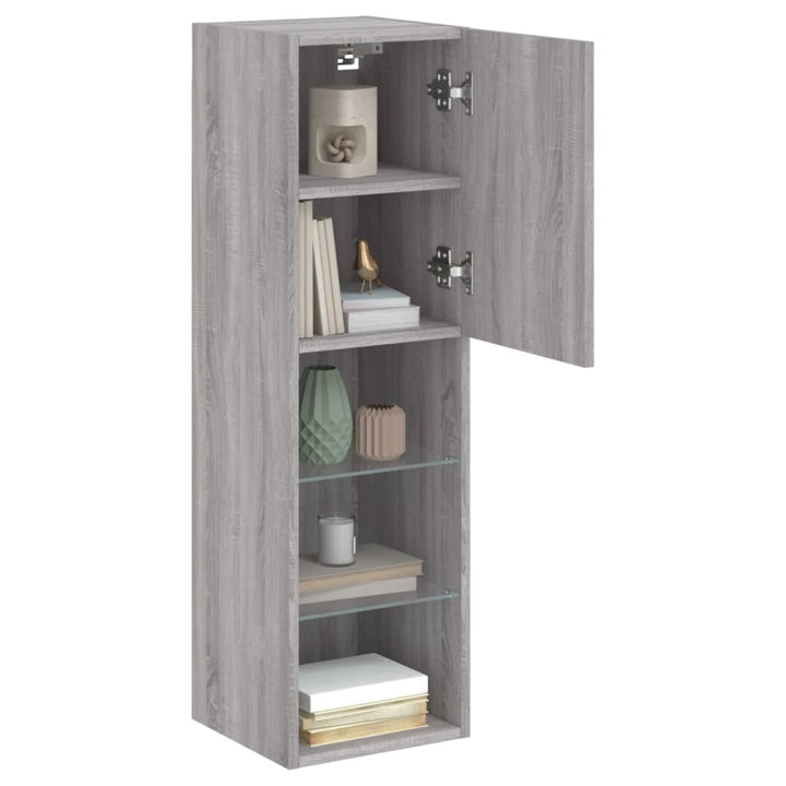 Tv-Bänk Med Led-Belysning 2 St 30,5X30X102 Cm