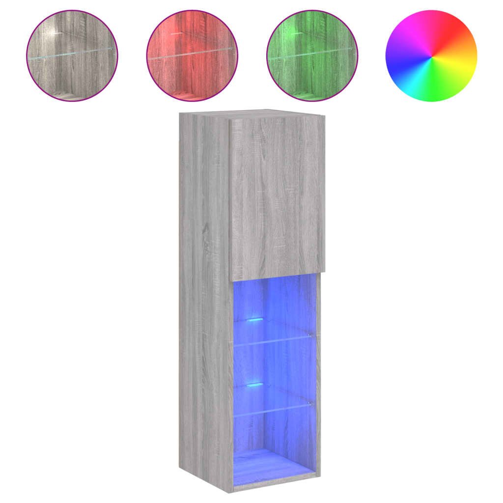Tv-Bänk Med Led-Belysning 2 St 30,5X30X102 Cm