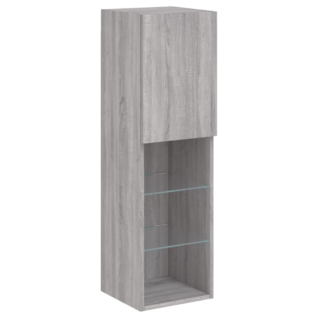 Tv-Bänk Med Led-Belysning 2 St 30,5X30X102 Cm