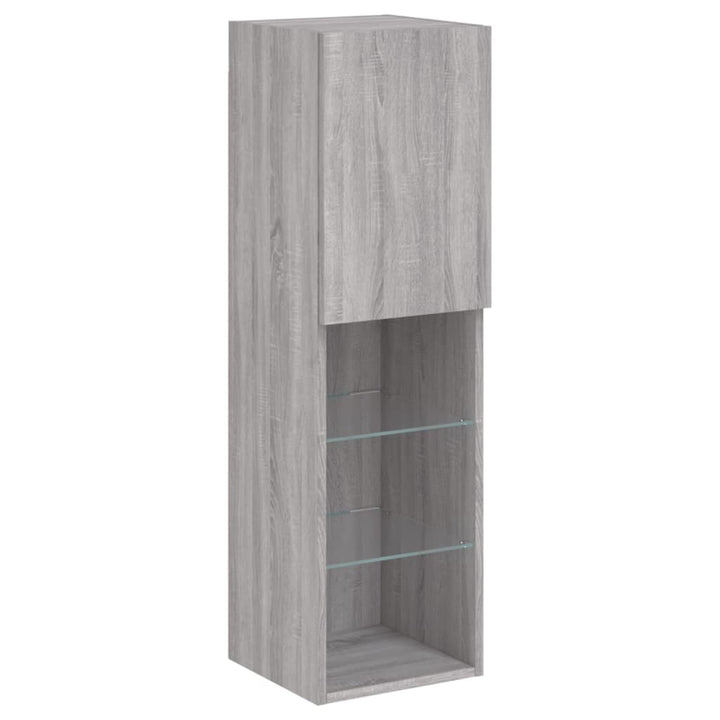 Tv-Bänk Med Led-Belysning 2 St 30,5X30X102 Cm