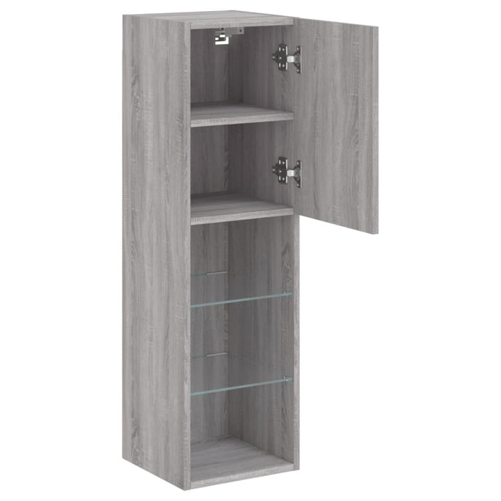 Tv-Bänk Med Led-Belysning 2 St 30,5X30X102 Cm