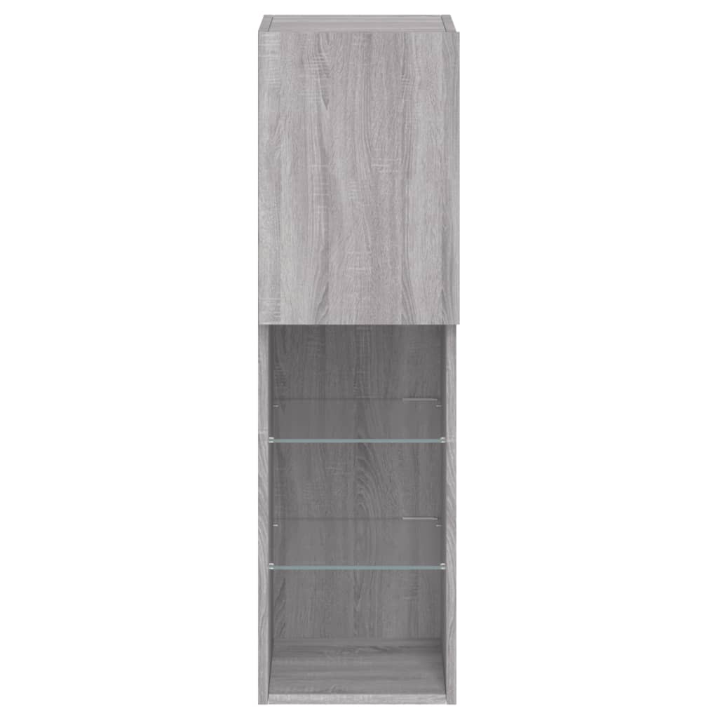 Tv-Bänk Med Led-Belysning 2 St 30,5X30X102 Cm