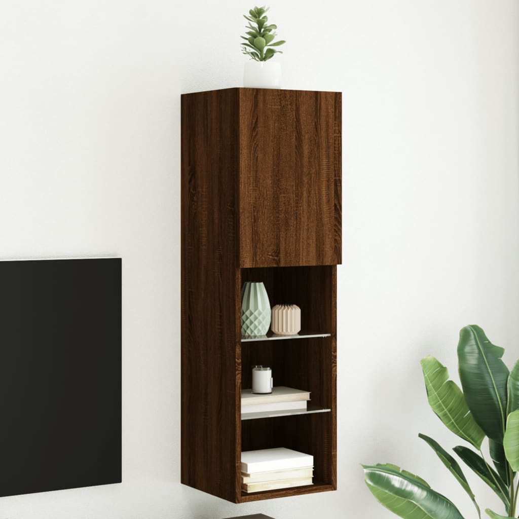 Tv-Bänk Med Led-Belysning 2 St 30,5X30X102 Cm