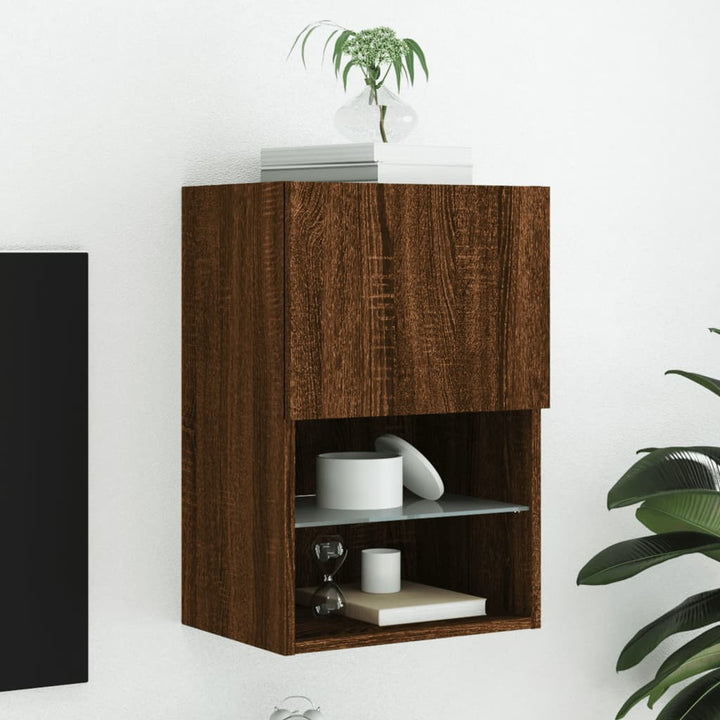 Tv-Bänk Med Led-Belysning 2 St 30,5X30X102 Cm