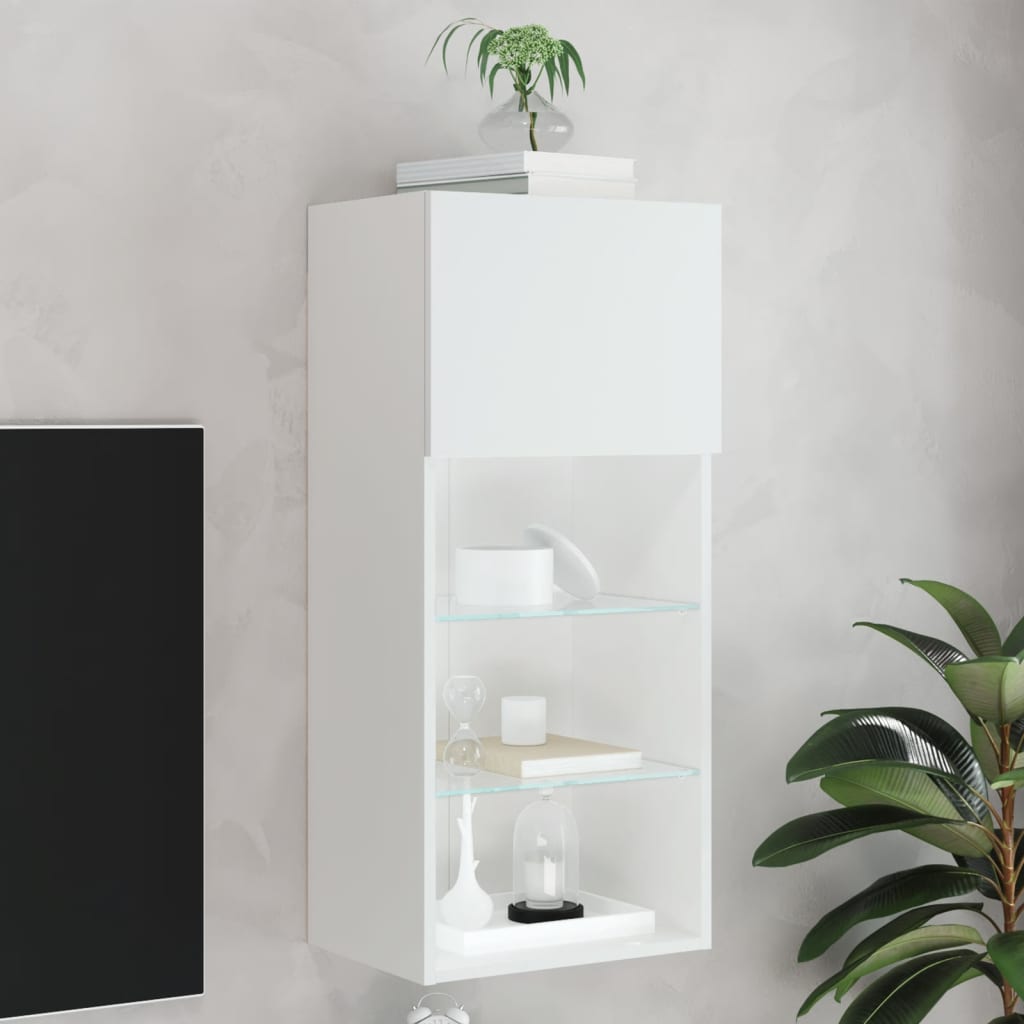 Tv-Bänk Med Led-Belysning 2 St 30,5X30X102 Cm