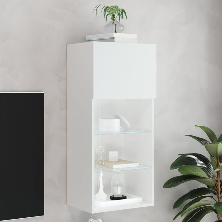 Tv-Bänk Med Led-Belysning 2 St 30,5X30X102 Cm