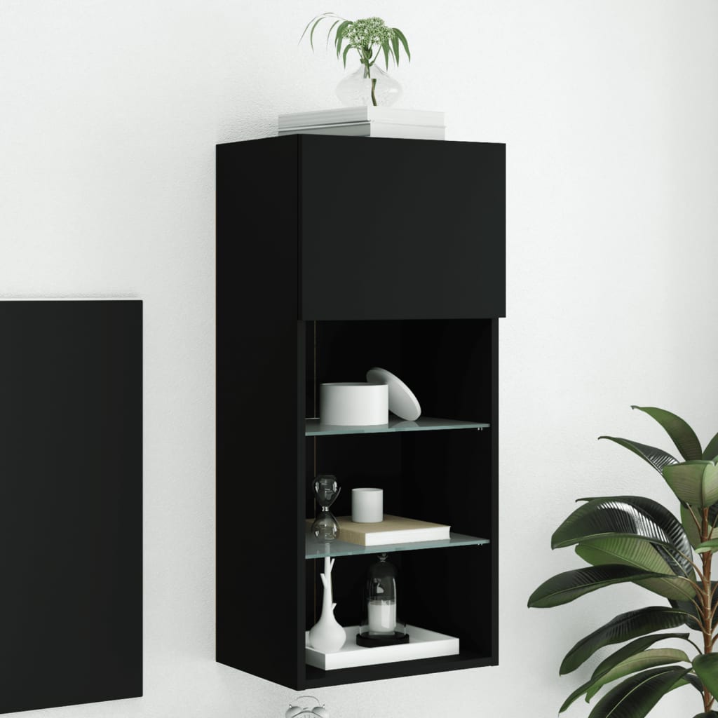 Tv-Bänk Med Led-Belysning 2 St 30,5X30X102 Cm