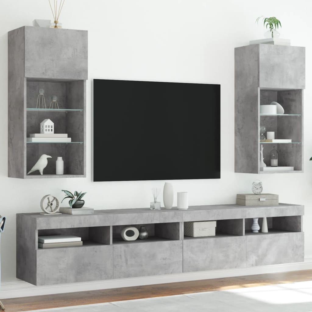 Tv-Bänk Med Led-Belysning 2 St 30,5X30X102 Cm