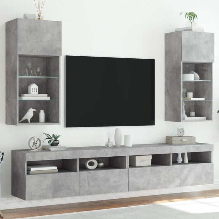 Tv-Bänk Med Led-Belysning 2 St 30,5X30X102 Cm