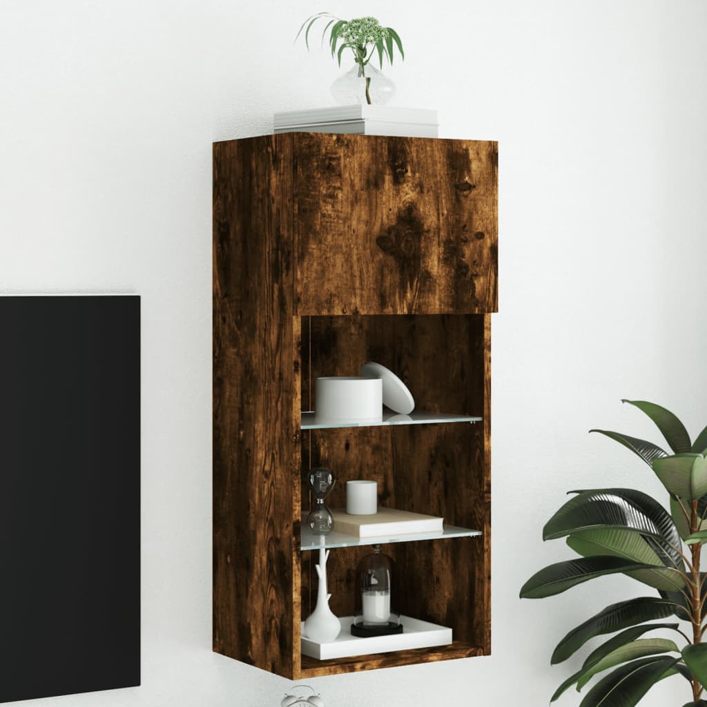 Tv-Bänk Med Led-Belysning 2 St 30,5X30X102 Cm