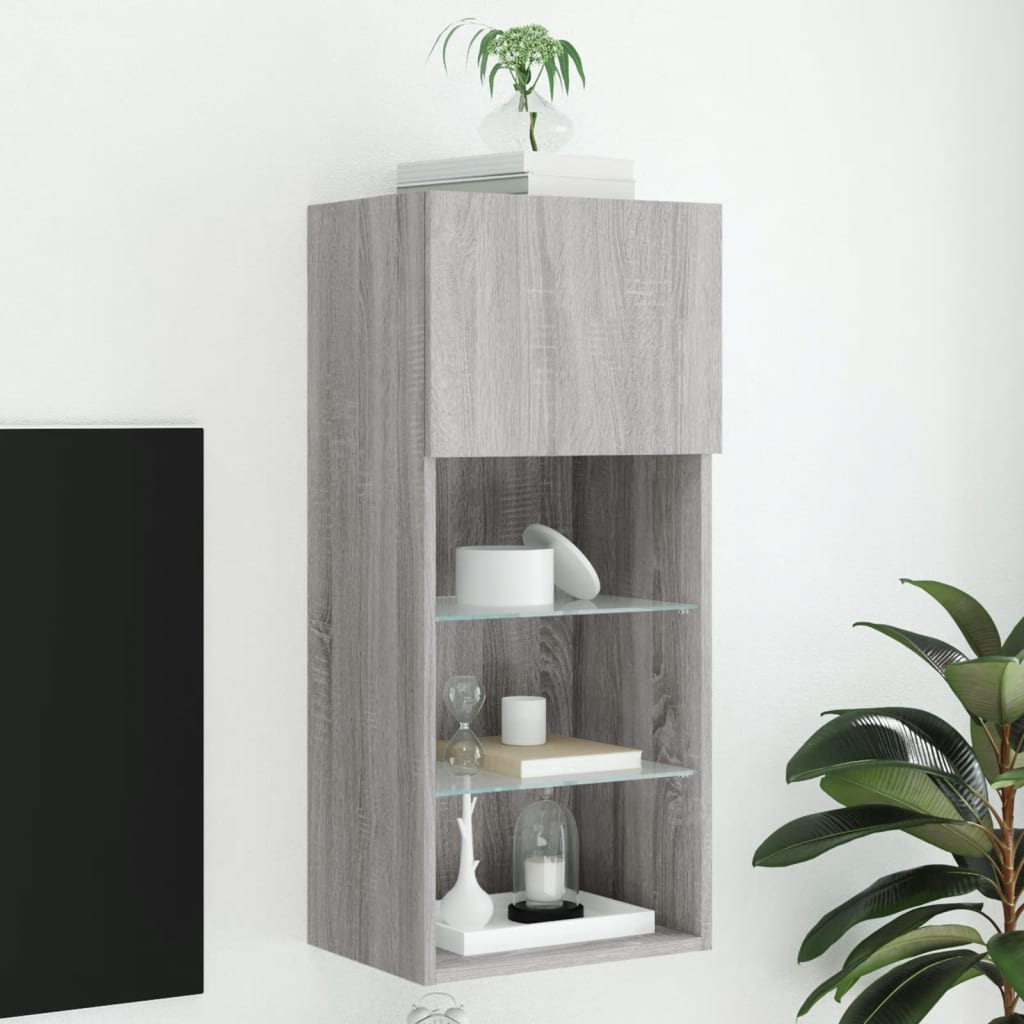 Tv-Bänk Med Led-Belysning 2 St 30,5X30X102 Cm