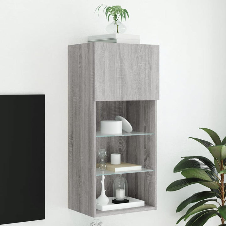 Tv-Bänk Med Led-Belysning 2 St 30,5X30X102 Cm