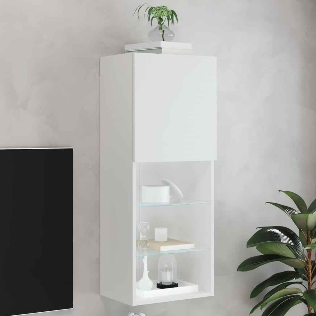 Tv-Bänk Med Led-Belysning 2 St 30,5X30X102 Cm