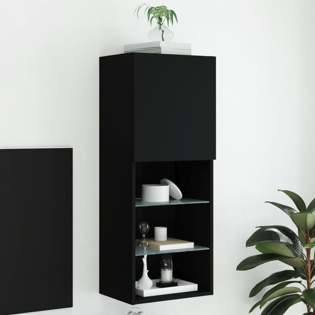 Tv-Bänk Med Led-Belysning 2 St 30,5X30X102 Cm