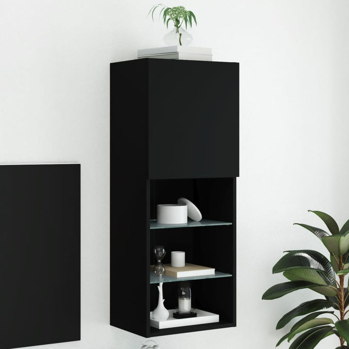 Tv-Bänk Med Led-Belysning 2 St 30,5X30X102 Cm