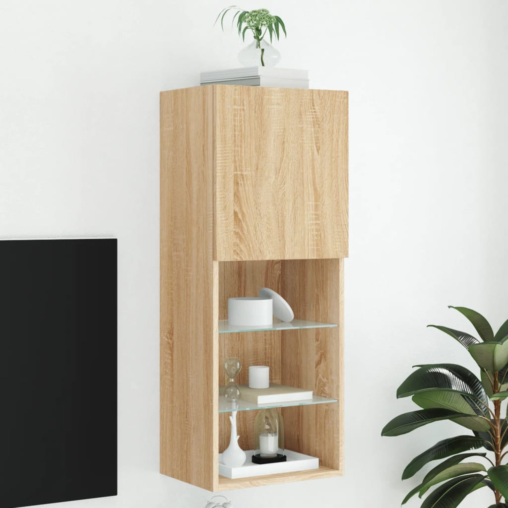 Tv-Bänk Med Led-Belysning 2 St 30,5X30X102 Cm