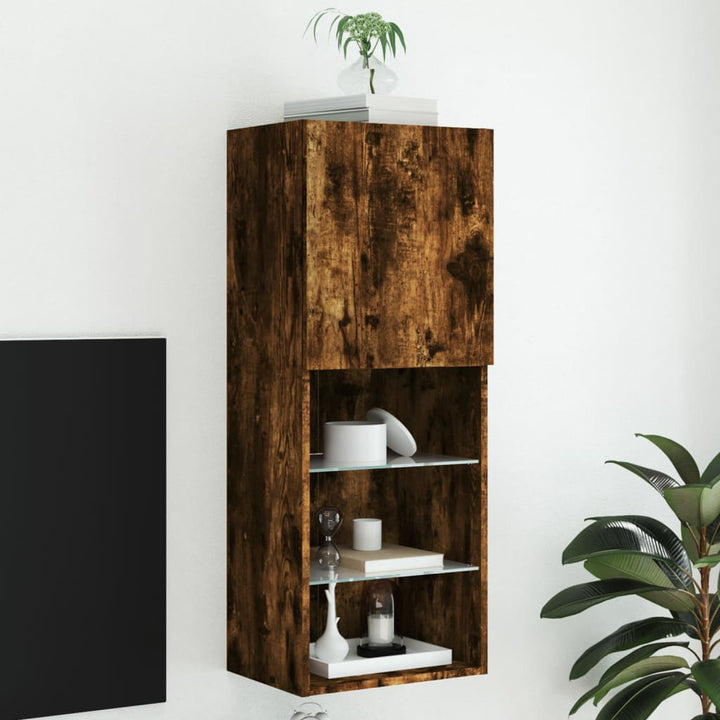 Tv-Bänk Med Led-Belysning 2 St 30,5X30X102 Cm