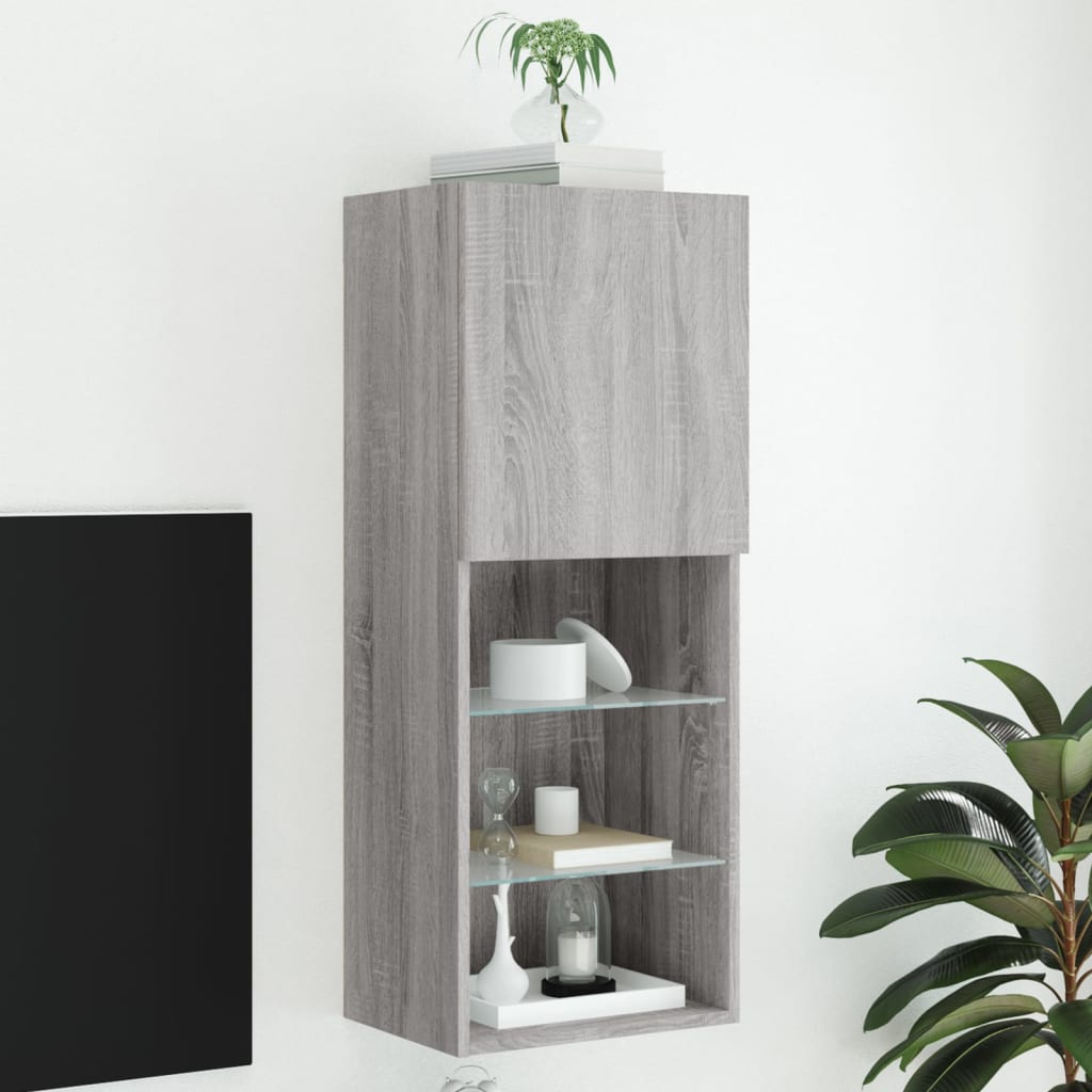 Tv-Bänk Med Led-Belysning 2 St 30,5X30X102 Cm