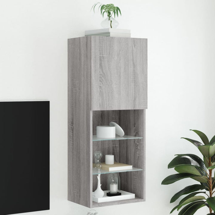 Tv-Bänk Med Led-Belysning 2 St 30,5X30X102 Cm
