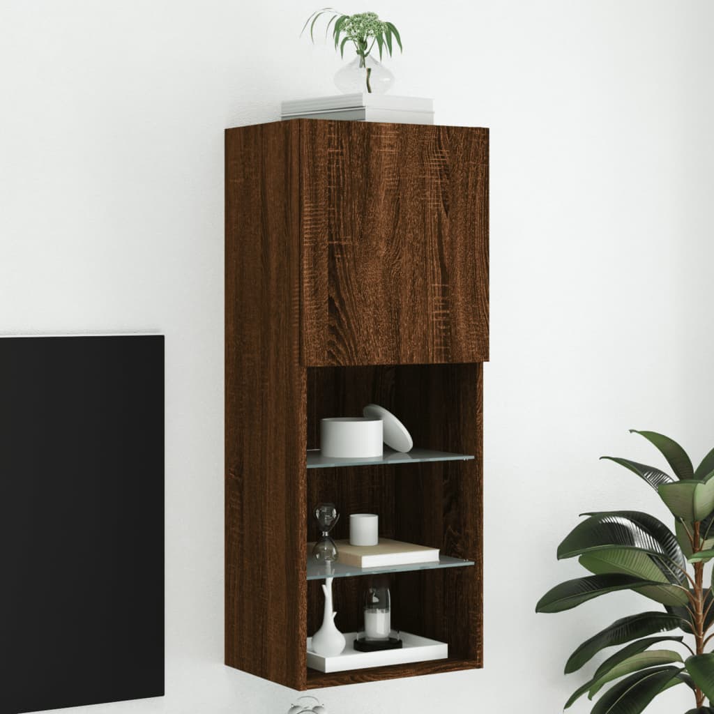 Tv-Bänk Med Led-Belysning 2 St 30,5X30X102 Cm