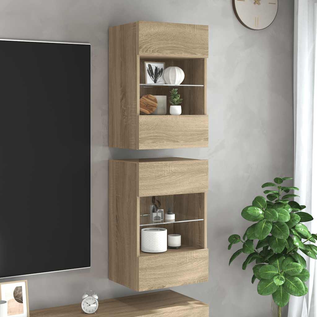 Väggmonterad Tv-Bänk Led 98,5X30X60,5 Cm
