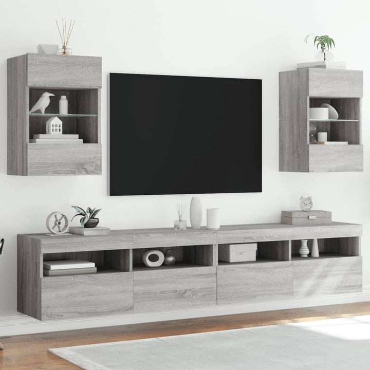 Väggmonterad Tv-Bänk Led 98,5X30X60,5 Cm
