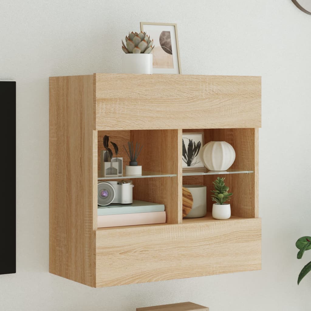 Väggmonterad Tv-Bänk Led 98,5X30X60,5 Cm