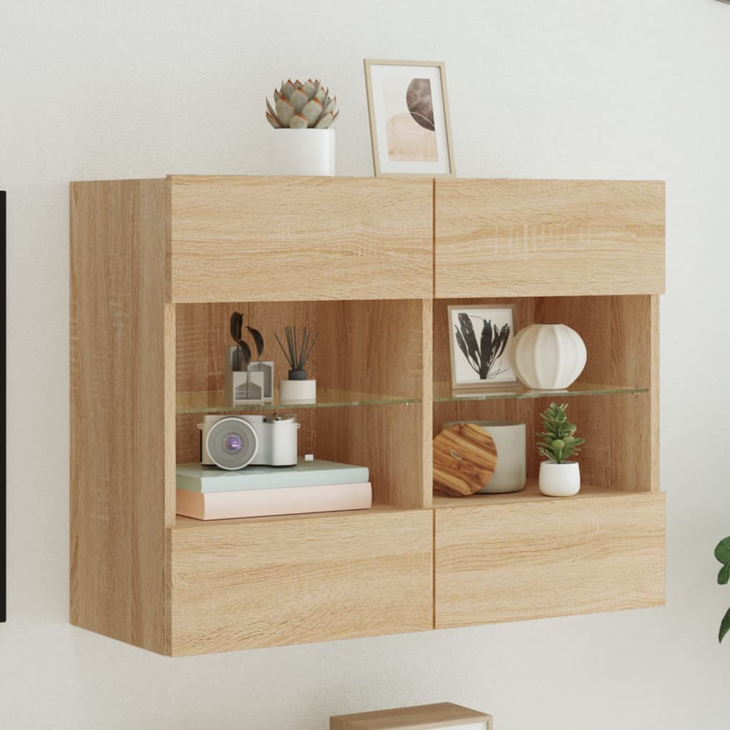 Väggmonterad Tv-Bänk Led 98,5X30X60,5 Cm