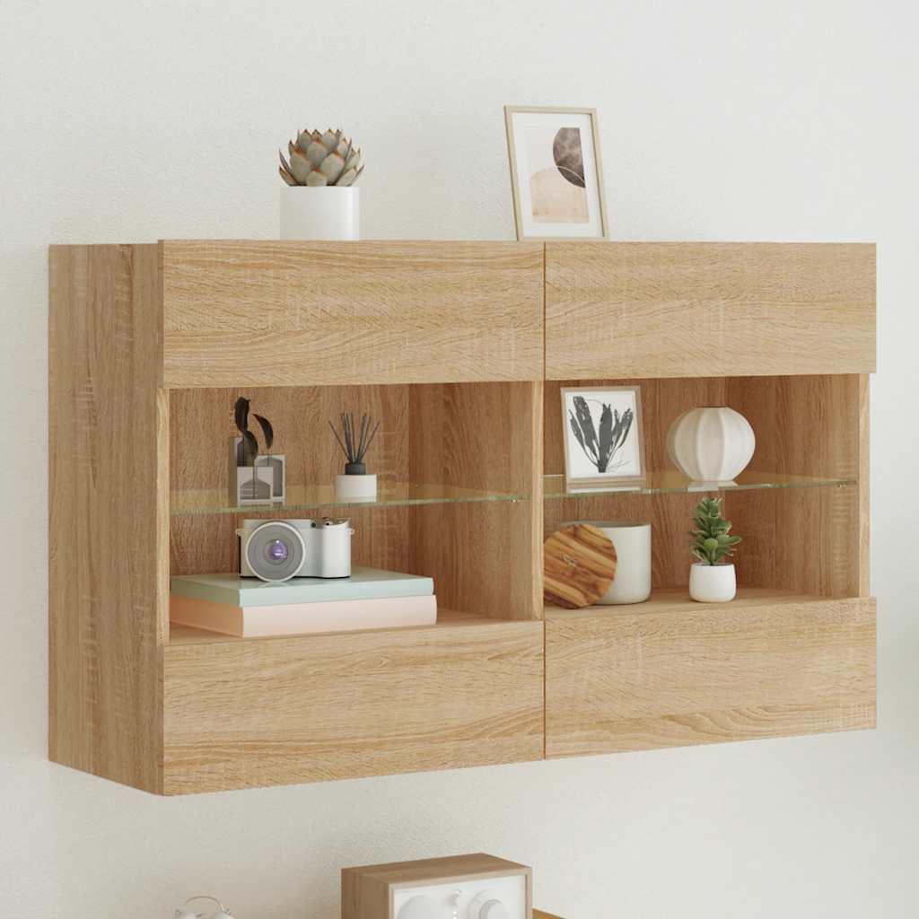 Väggmonterad Tv-Bänk Led 98,5X30X60,5 Cm