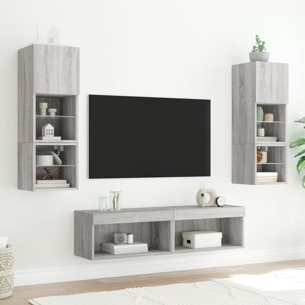Tv-Bänk Med Led-Belysning 2 St 60X30X30 Cm