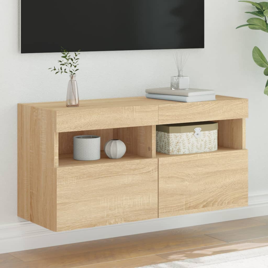 Väggmonterad Tv-Bänk Led 100X30X40 Cm