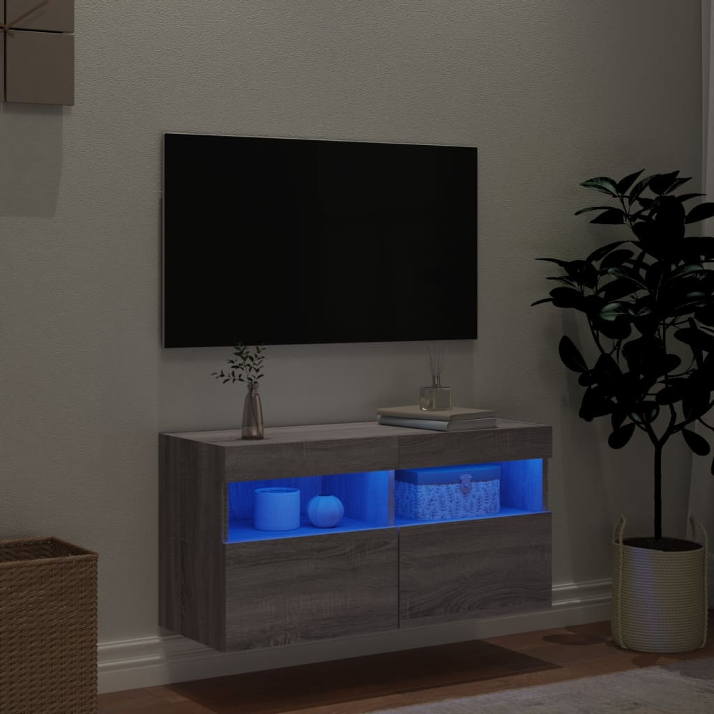 Väggmonterad Tv-Skåp Led -Ek 80X30X40 Cm