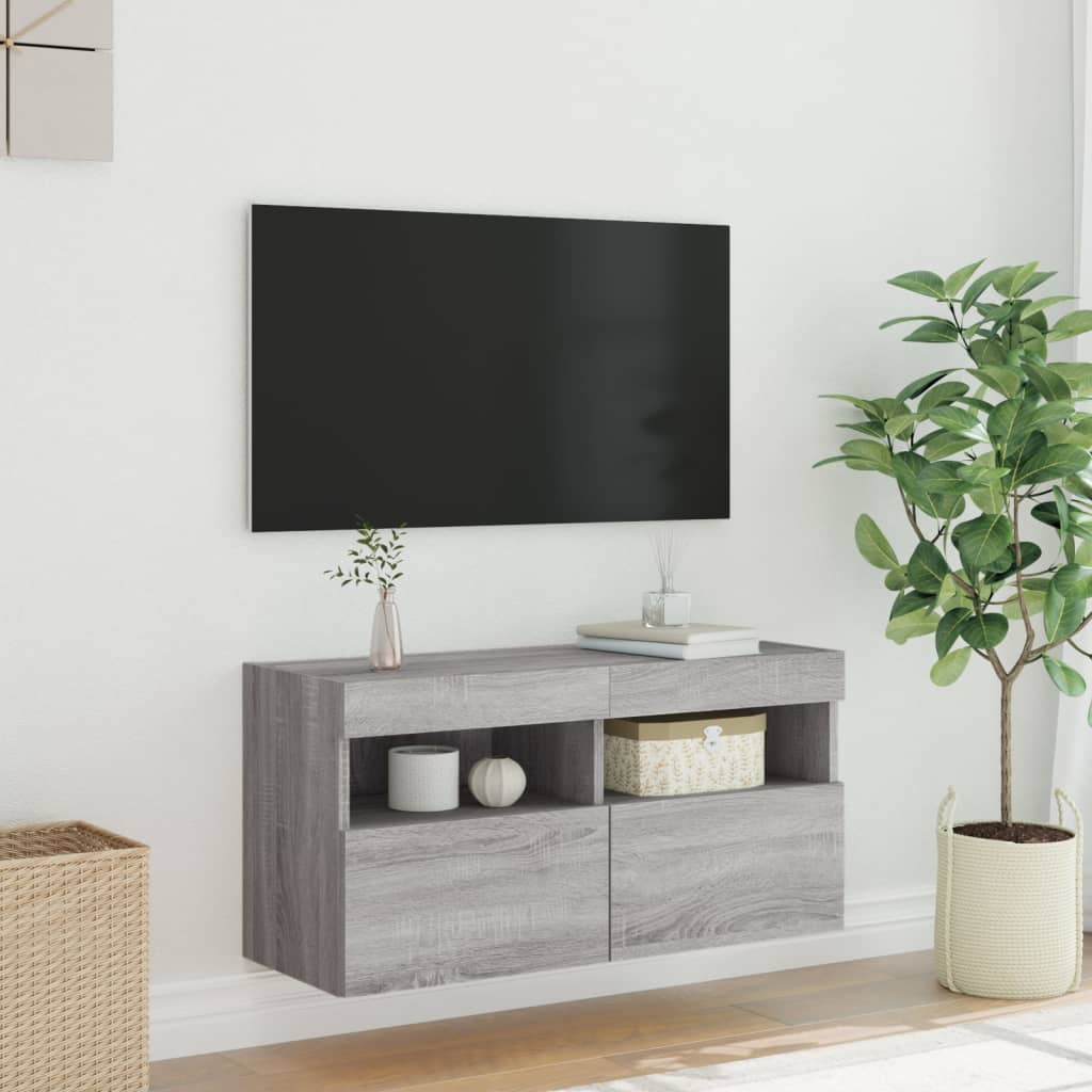 Väggmonterad Tv-Skåp Led -Ek 80X30X40 Cm
