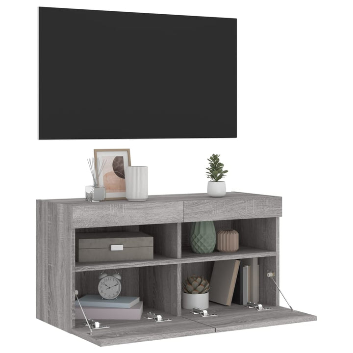 Väggmonterad Tv-Skåp Led -Ek 80X30X40 Cm