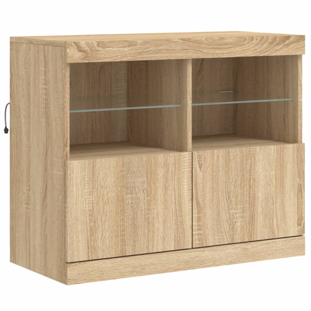 Skänk Med Led-Belysning Sonoma-Ek 202X37X67 Cm