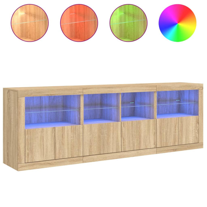Skänk Med Led-Belysning Sonoma-Ek 202X37X67 Cm