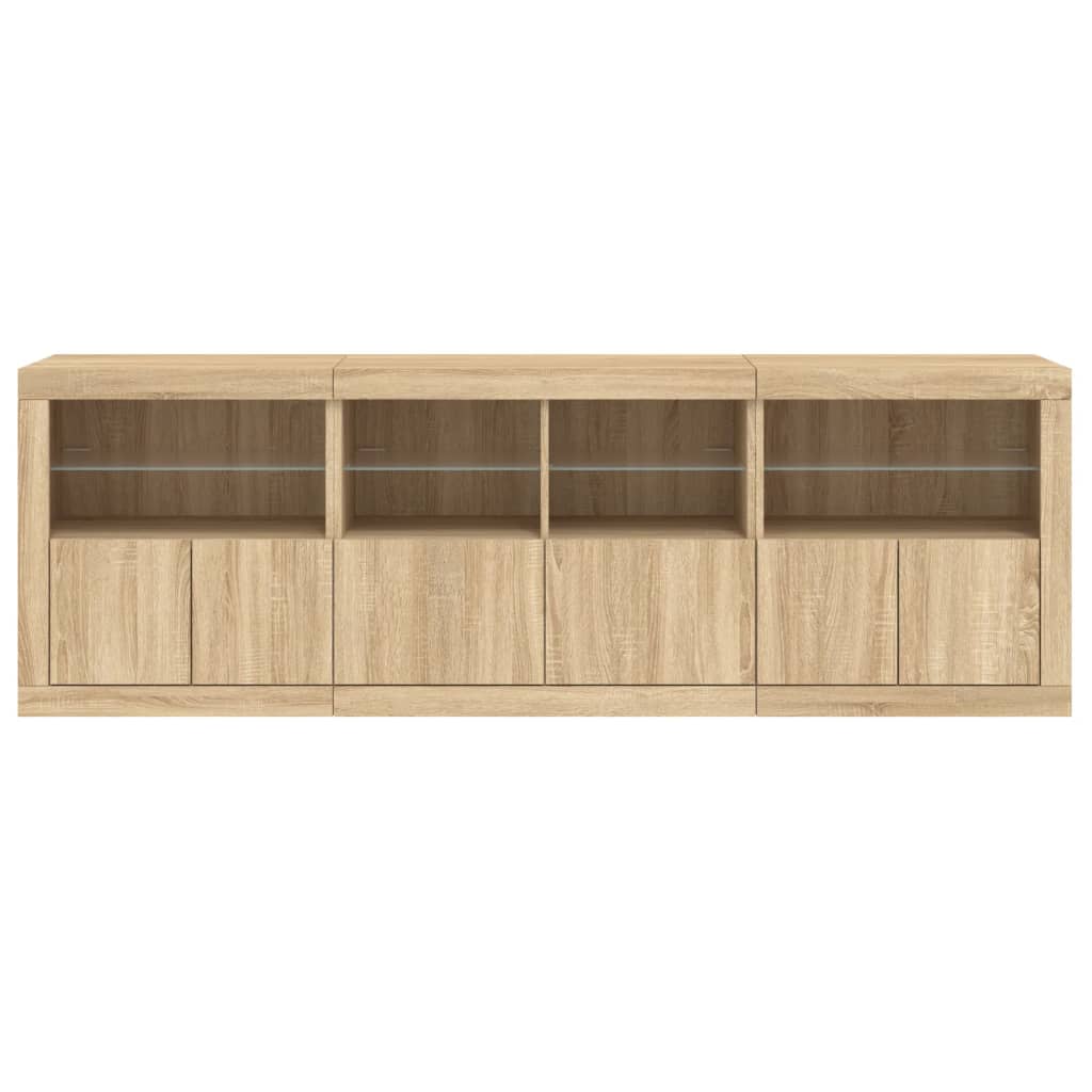 Skänk Med Led-Belysning Sonoma-Ek 202X37X67 Cm