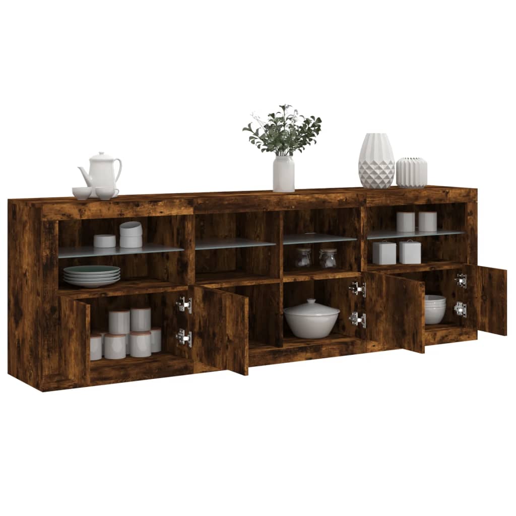 Skänk Med Led-Belysning Sonoma-Ek 202X37X67 Cm